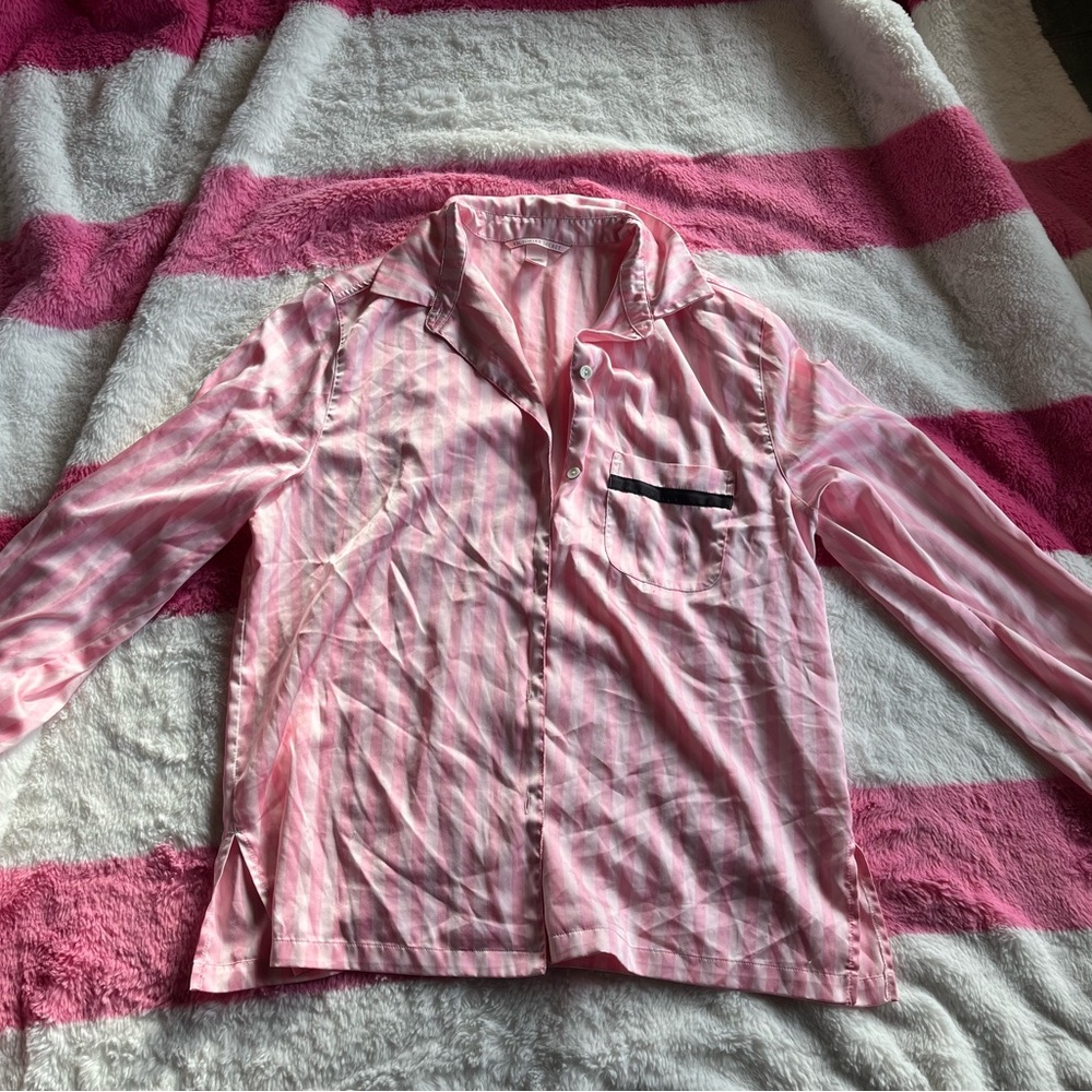 Victoria's Secret Pink and White Striped pajama set